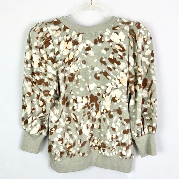 DEMOCRACY | ✨Gray Splatter Splotchy Print Pleated Shoulders Crewneck Sweatshirt - Picture 6 of 10